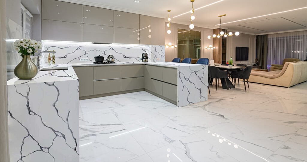 White quartz kitchen
